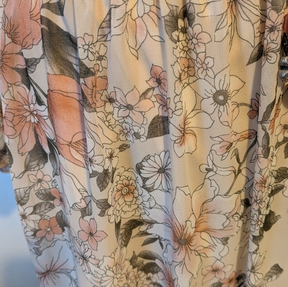 Kate and Lily Floral Sheer Boho Tiered Sun maxi Dress size 14 xl, off shoulder - Picture 4 of 13